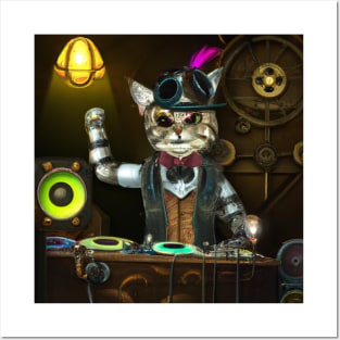 Steampunk DJ Cat #4 Posters and Art